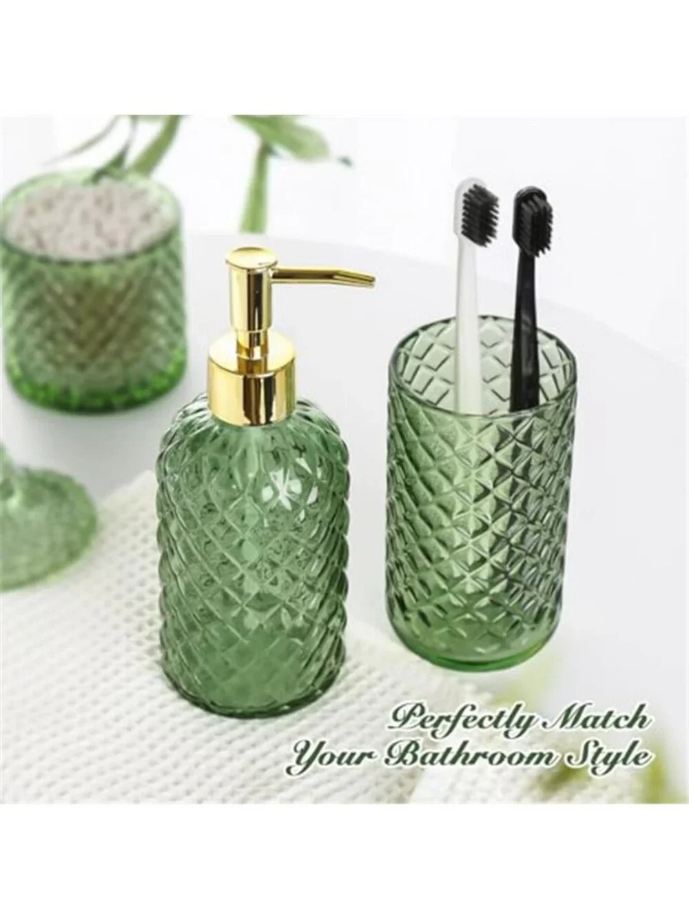 Green Bathroom Accessories Set, 4 Pack Olive Green Bathroom Decor Accessory Sets